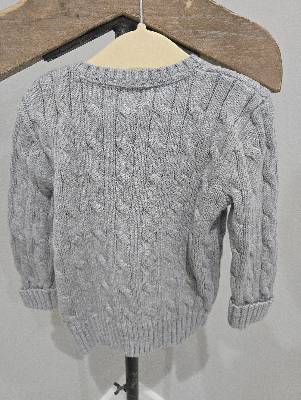 Ralph Lauren Light Gray Cable Knit Crewneck Sweater 24 Months